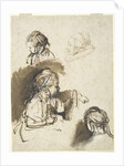 Three Studies of a Child and One of an Old Woman by Rembrandt Harmensz. van Rijn
