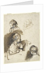 Three Studies of a Child and One of an Old Woman by Rembrandt Harmensz. van Rijn
