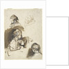Three Studies of a Child and One of an Old Woman by Rembrandt Harmensz. van Rijn