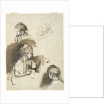 Three Studies of a Child and One of an Old Woman by Rembrandt Harmensz. van Rijn