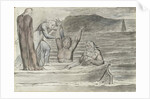Dante and Virgil in the Skiff of Phlegyas are hailed by Filippo Argenti by William Blake