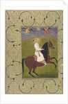 Equestrian portrait of Shahjahan, detached album folio, 1750-1770 by School Mughal