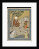 Holy man with prince and attendants, detached album folio with painting, c.1900 by Indian School