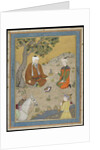 Holy man with prince and attendants, detached album folio with painting, c.1900 by Indian School