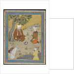 Holy man with prince and attendants, detached album folio with painting, c.1900 by Indian School