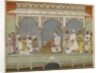 A reading of the Qur'an at court, Album folio with painting, mid-18th century by Indian School