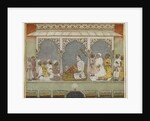 A reading of the Qur'an at court, Album folio with painting, mid-18th century by Indian School