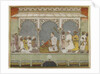 A reading of the Qur'an at court, Album folio with painting, mid-18th century by Indian School