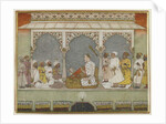 A reading of the Qur'an at court, Album folio with painting, mid-18th century by Indian School