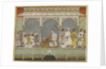 A reading of the Qur'an at court, Album folio with painting, mid-18th century by Indian School