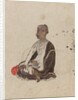Figure of seated man by Indian School