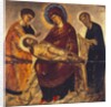 The Virgin with the Dead Christ and Saints John the Evangelist and Joseph of Arimathea, late 15th century by School Cretan