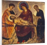 The Virgin with the Dead Christ and Saints John the Evangelist and Joseph of Arimathea, late 15th century by School Cretan
