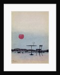 Displaced red wine from glass on outside table becomes the Setting Sun by George Adamson
