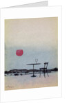 Displaced red wine from glass on outside table becomes the Setting Sun by George Adamson