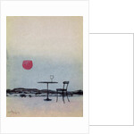 Displaced red wine from glass on outside table becomes the Setting Sun by George Adamson