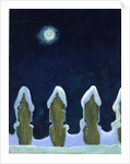 Moonlit Snowy Fence, 1970s by George Adamson