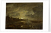 A Village on a River by Moonlight, c.1645-1700 by Aert van der Neer