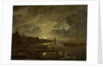 A Village on a River by Moonlight, c.1645-1700 by Aert van der Neer