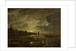 A Village on a River by Moonlight, c.1645-1700 by Aert van der Neer