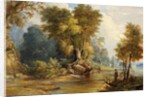 River Scene with Anglers, the Leadon, Gloucestershire, c.1880 by Edward Smith