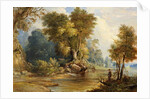 River Scene with Anglers, the Leadon, Gloucestershire, c.1880 by Edward Smith