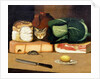 Larder still life with a cat hunting a mouse, c.1840 by English School