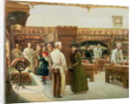 Study of the interior of the kitchen at Windsor Castle with a visit by the Royal Family, 1886 by Frank Watkins