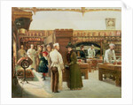 Study of the interior of the kitchen at Windsor Castle with a visit by the Royal Family, 1886 by Frank Watkins