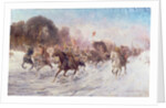 Cossacks in a winter landscape by Anton Baumgartner-Stoiloff