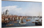 View of the River Thames with St. Paul's and Old London Bridge by William James