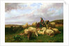 Shepherdess resting with her flock, 1867 by Edmond Jean-Baptiste Tschaggeny