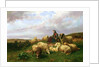Shepherdess resting with her flock, 1867 by Edmond Jean-Baptiste Tschaggeny