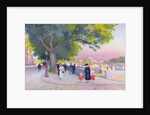 Promenade on the banks of the Seine in Paris by Jules Ernest Renoux