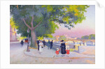 Promenade on the banks of the Seine in Paris by Jules Ernest Renoux