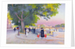 Promenade on the banks of the Seine in Paris by Jules Ernest Renoux