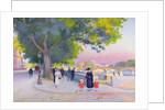 Promenade on the banks of the Seine in Paris by Jules Ernest Renoux