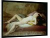 Nude lying on a chaise longue by Gustave-Henri-Eugene Delhumeau