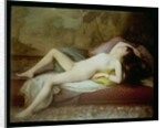 Nude lying on a chaise longue by Gustave-Henri-Eugene Delhumeau