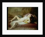 Nude lying on a chaise longue by Gustave-Henri-Eugene Delhumeau