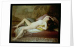 Nude lying on a chaise longue by Gustave-Henri-Eugene Delhumeau