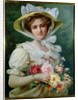 Elegant lady with a bouquet of roses by Emile Vernon