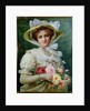 Elegant lady with a bouquet of roses by Emile Vernon