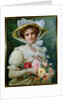 Elegant lady with a bouquet of roses by Emile Vernon