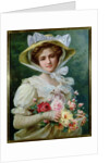 Elegant lady with a bouquet of roses by Emile Vernon