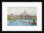 View from the south of St Paul's Cathedral, Blackfriars Bridge and City of London School with boats on the River Thames, c.1921 by Henry Edward Tidmarsh