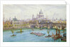 View from the south of St Paul's Cathedral, Blackfriars Bridge and City of London School with boats on the River Thames, c.1921 by Henry Edward Tidmarsh