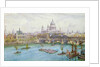 View from the south of St Paul's Cathedral, Blackfriars Bridge and City of London School with boats on the River Thames, c.1921 by Henry Edward Tidmarsh