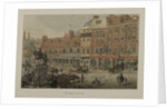 View of Charing Cross showing horse-drawn vehicles, figures and the Dublin Hotel Tavern and Coffee House, 1807 by George Shepherd