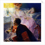 Christmas night: parents hide toys to prepare a surprise for their little daughter. 1907. by Rene Lelong